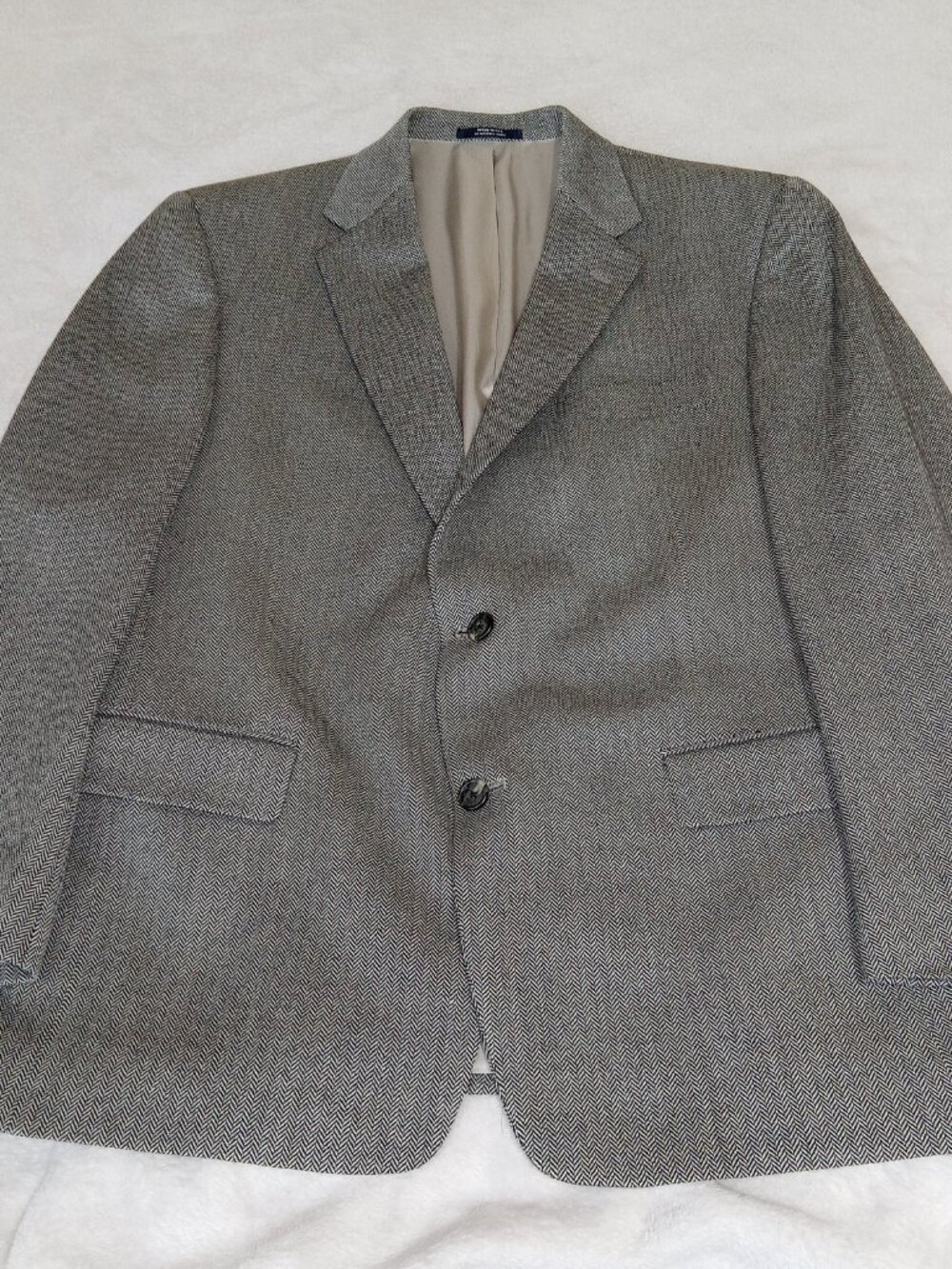 Hart Schaffner Marx Blazer 42S Gray Herringbone Wool USA Union Made Vintage - Picture 10 of 15